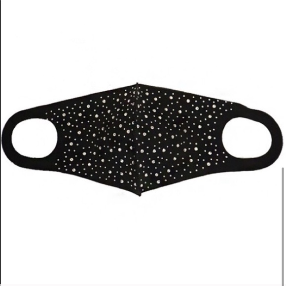 Black Rhinestone  Face Mask, Bling Face Mask - Picture 4 of 4